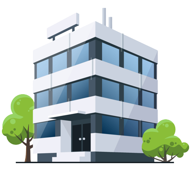 Vector illustration of a modern commercial building, featuring clean lines and contemporary architecture